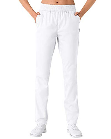 CLINIC DRESS Hose für Damen und Herren, lässige Beinweite, Rundumgummibund mit Kordeldurchzug, 2 Seitentaschen, Schrittlänge ca. 82 cm. 50% Baumwolle, 95 Grad Wäsche weiß im Sale